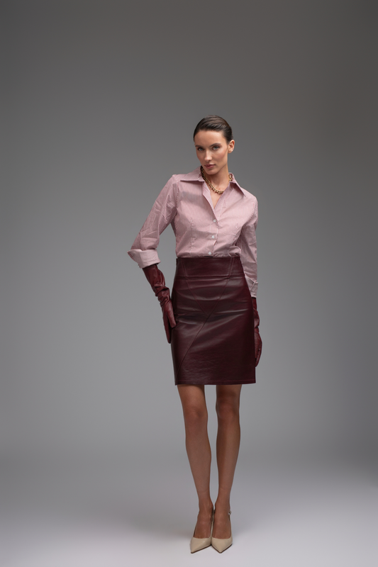 Istanbul Leather Skirt - Burgundy