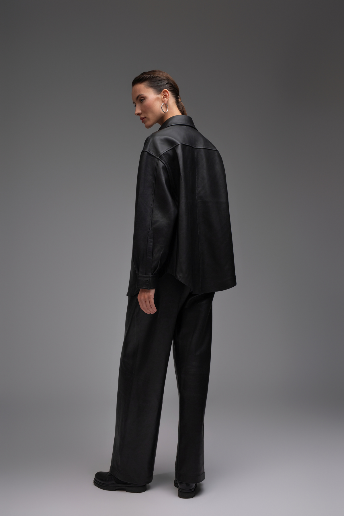 Mila Leather Jogger Trousers - Black