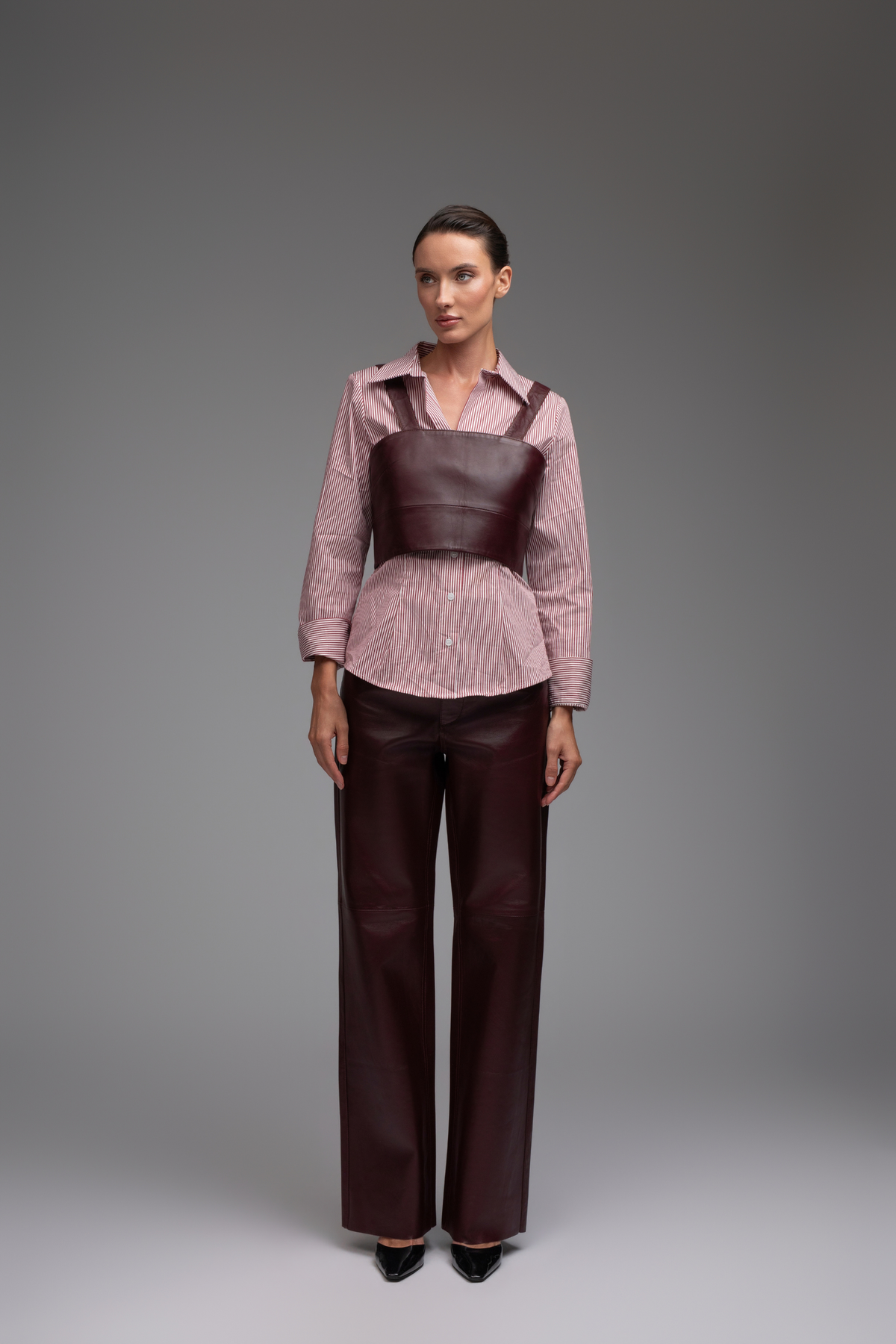 Izzy Leather Trousers - Burgundy