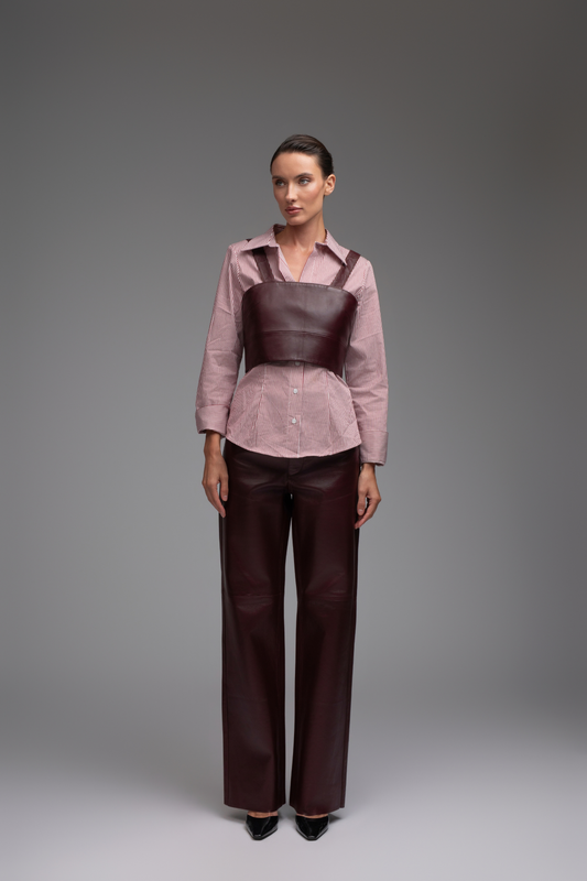 Izzy Leather Trousers - Burgundy
