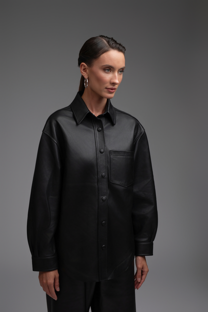 Liv Leather Shirt - Black