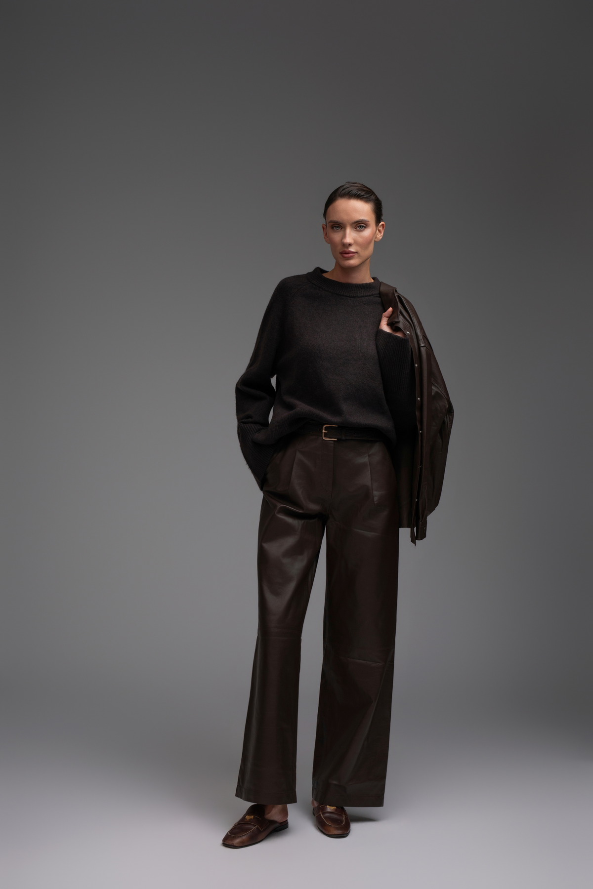 Clara Leather Trousers - Brown
