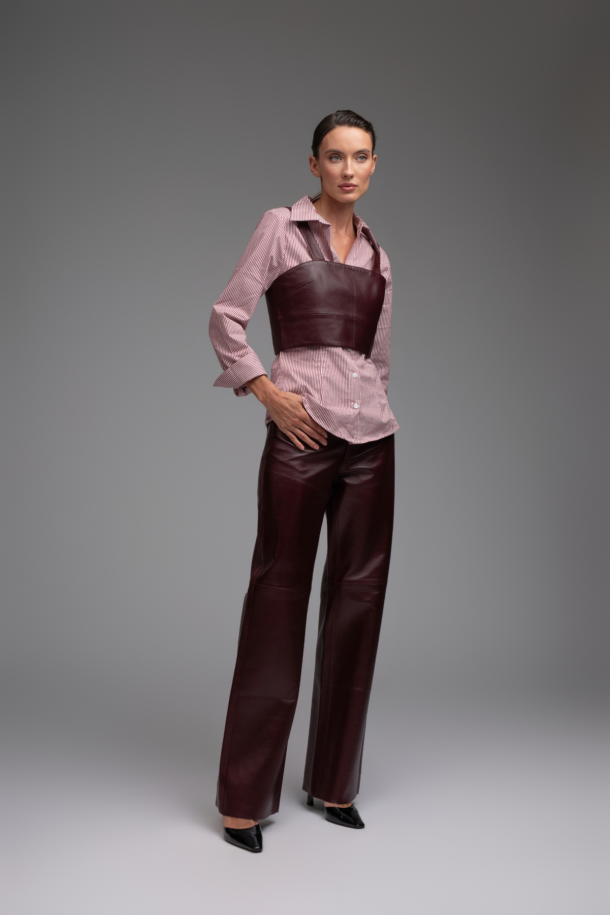 Izzy Leather Trousers - Burgundy