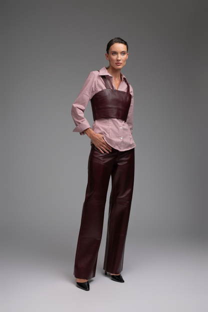 Izzy Leather Trousers - Burgundy