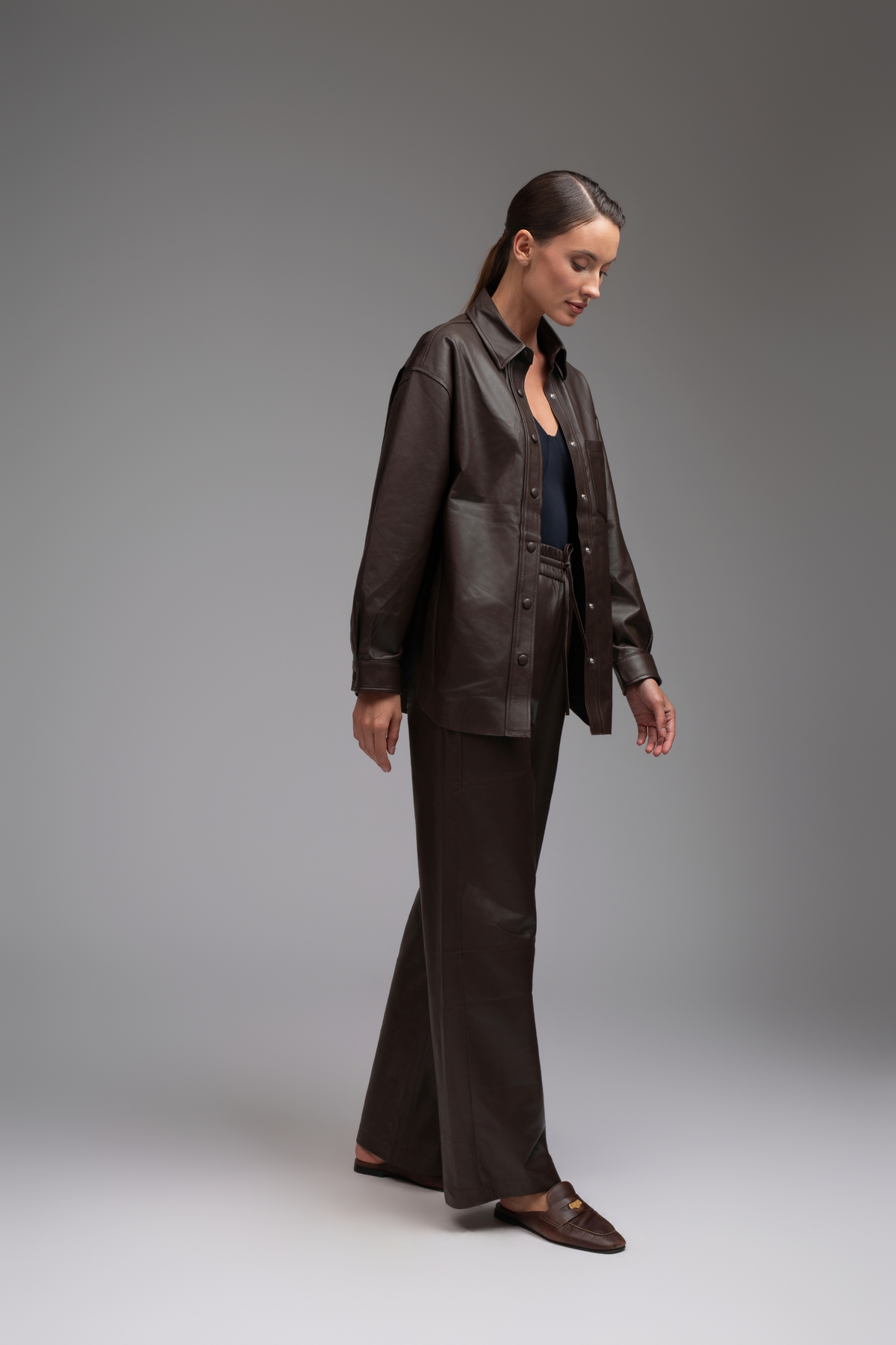 Liv Leather Shirt - Brown