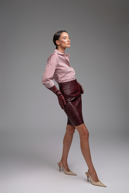 Istanbul Leather Skirt - Burgundy