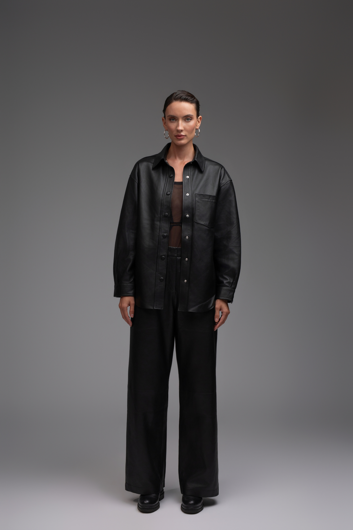 Mila Leather Jogger Trousers - Black