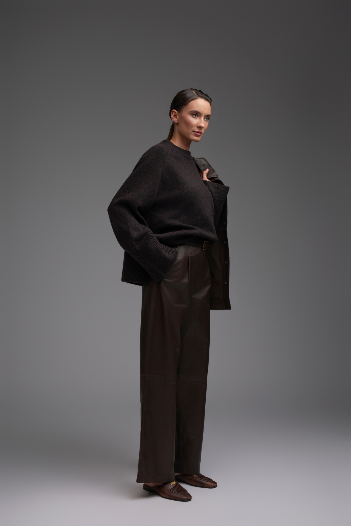 Clara Leather Trousers - Brown