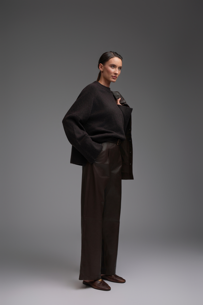 Clara Leather Trousers - Brown