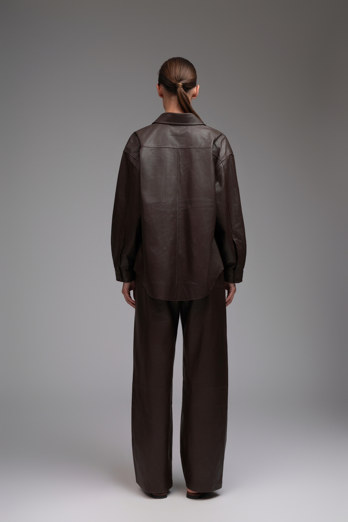 Mila Leather Jogger Trousers - Brown