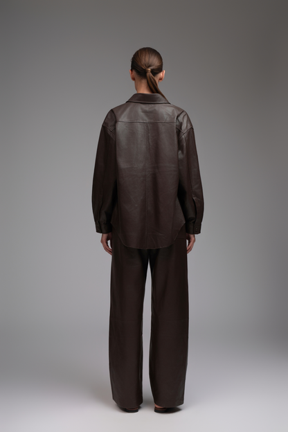 Liv Leather Shirt - Brown