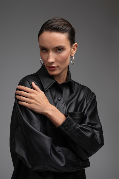 Liv Leather Shirt - Black