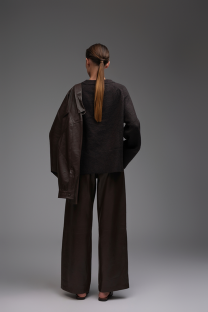 Clara Leather Trousers - Brown
