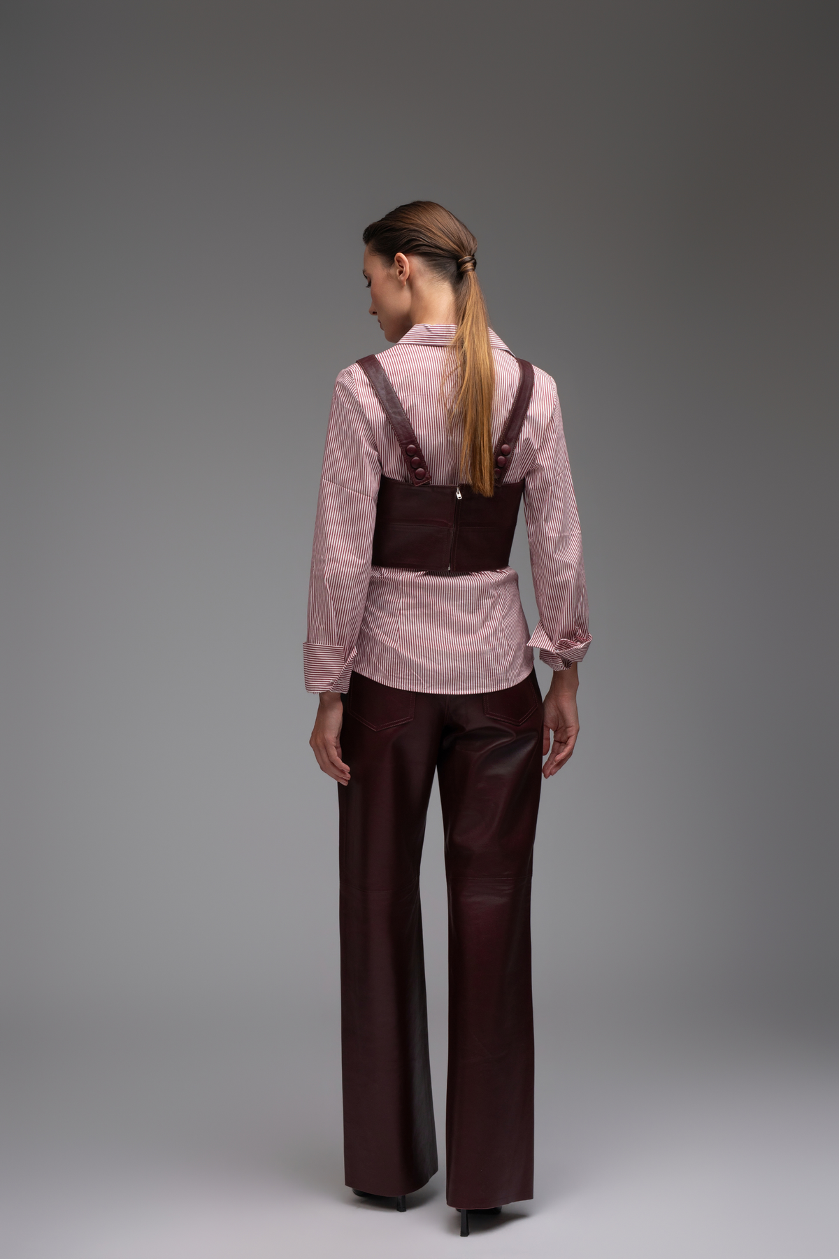 Izzy Leather Trousers - Burgundy