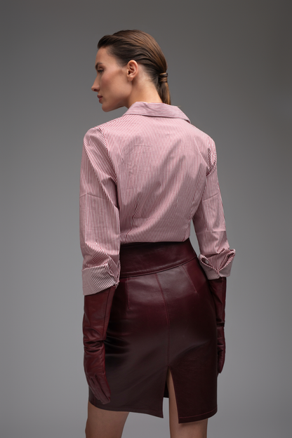 Istanbul Leather Skirt - Burgundy