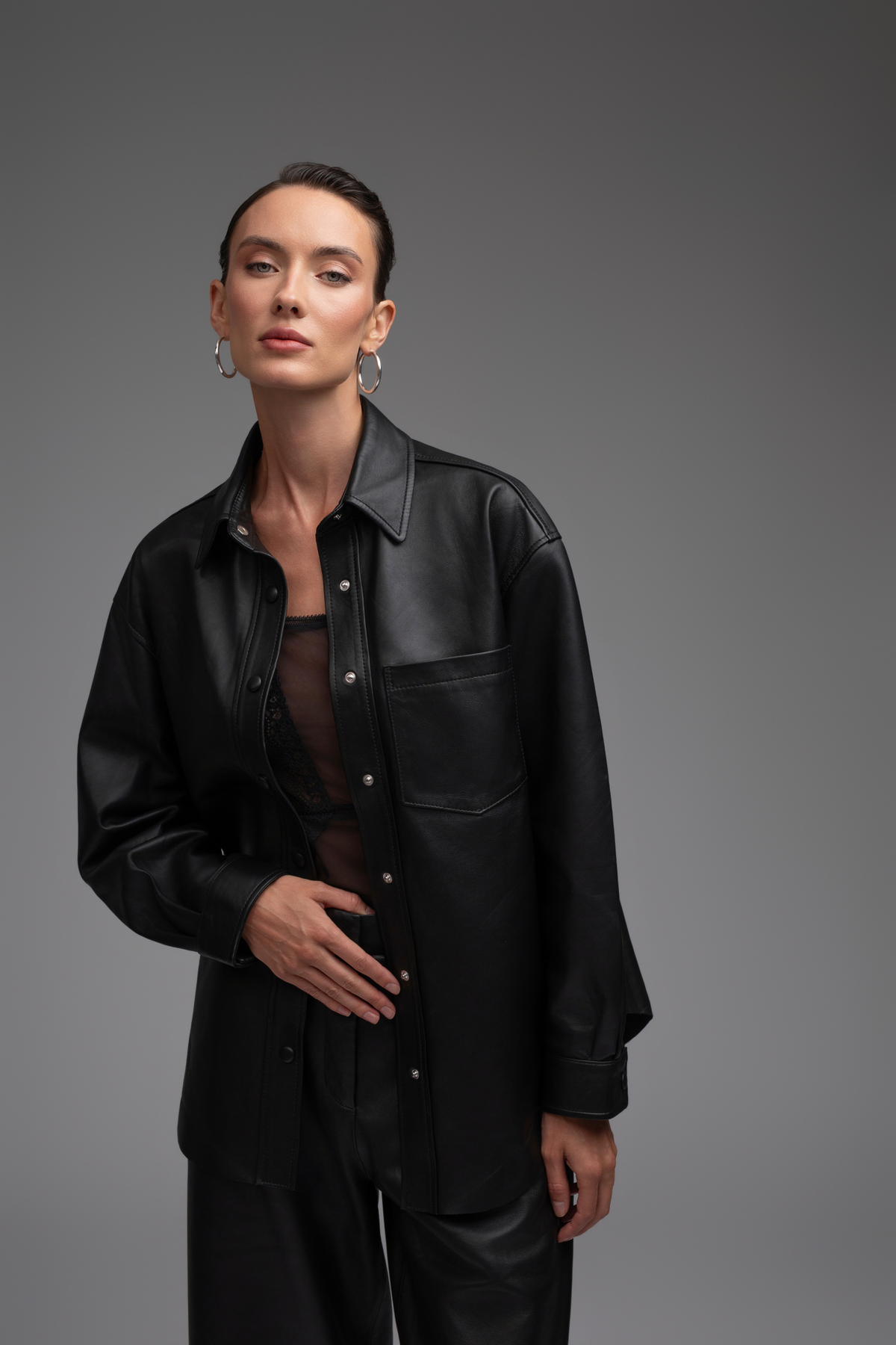 Liv Leather Shirt - Black