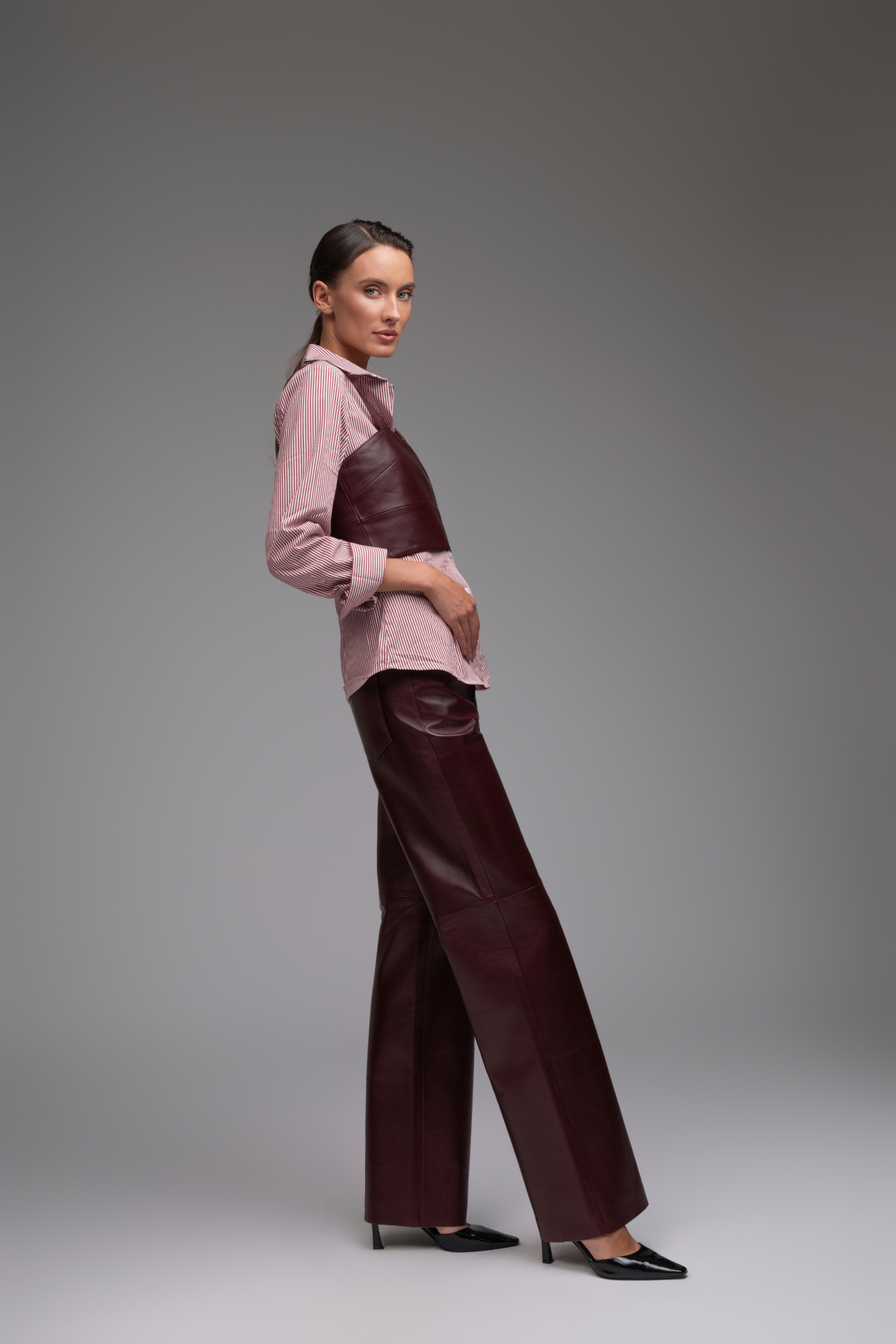 Izzy Leather Trousers - Burgundy