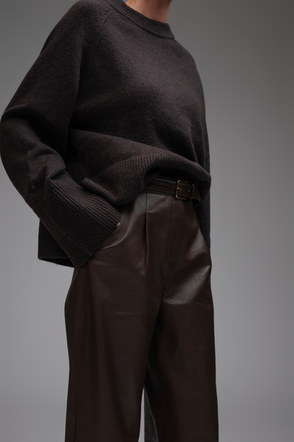 Clara Leather Trousers - Brown