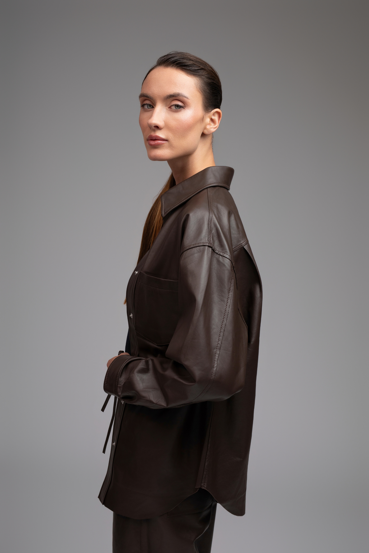 Liv Leather Shirt - Brown