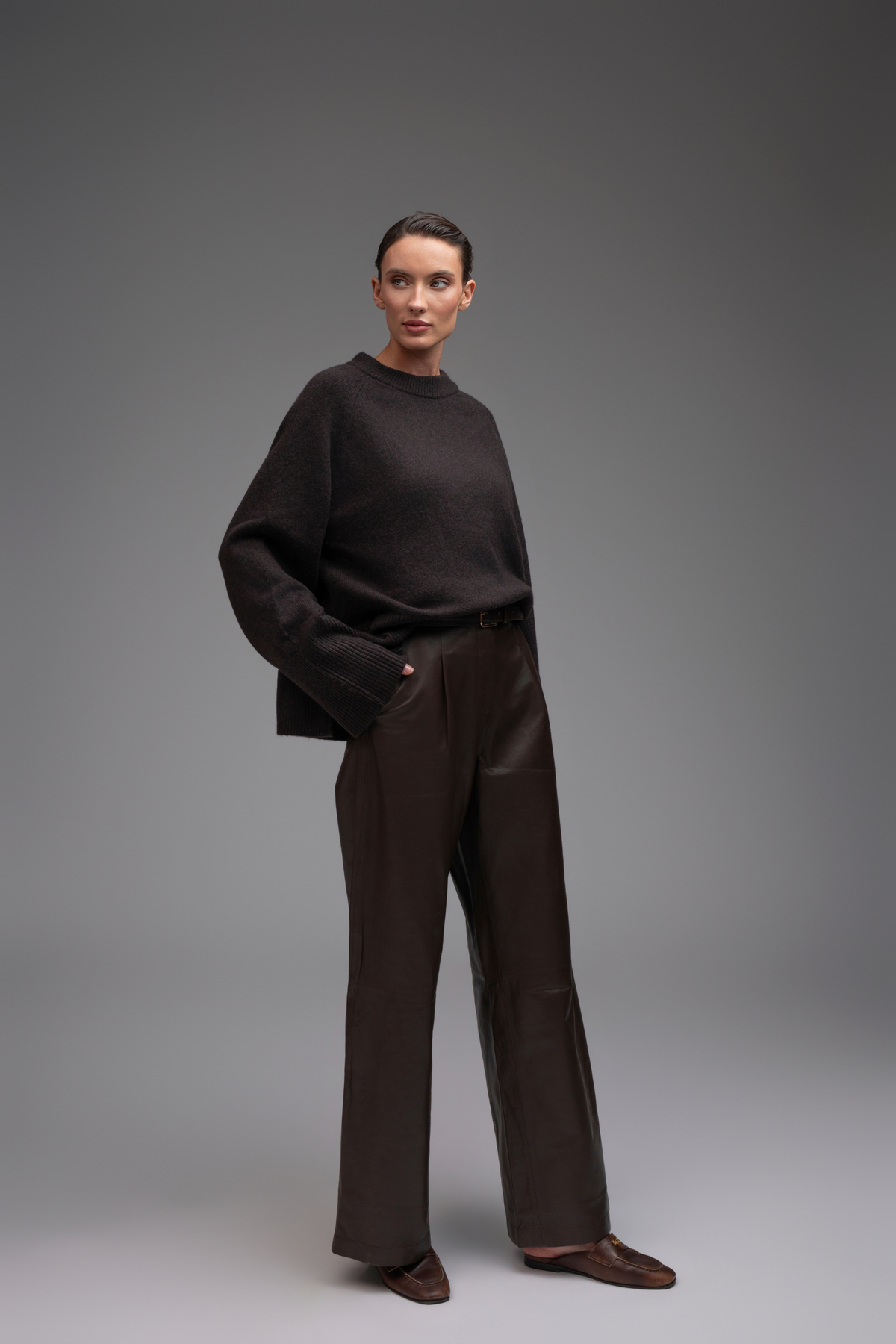 Clara Leather Trousers - Brown