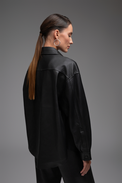 Liv Leather Shirt - Black