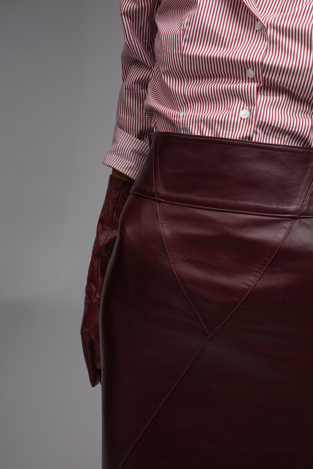 Istanbul Leather Skirt - Burgundy