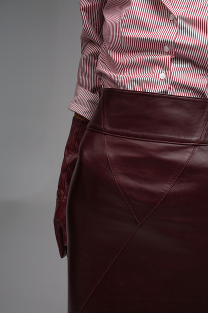 Istanbul Leather Skirt - Burgundy