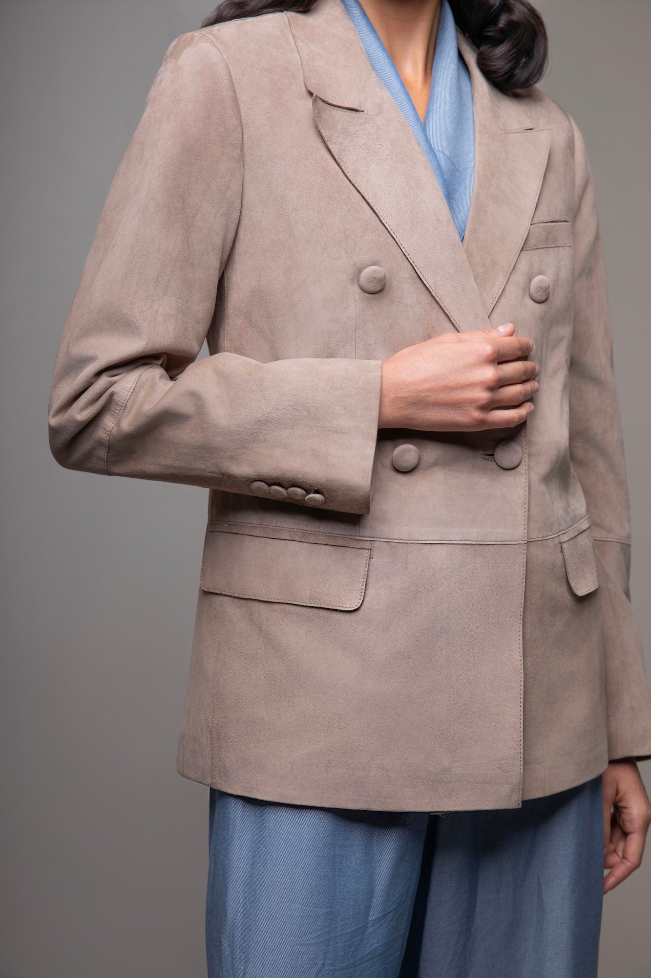 Sydney Beige Suede Blazer