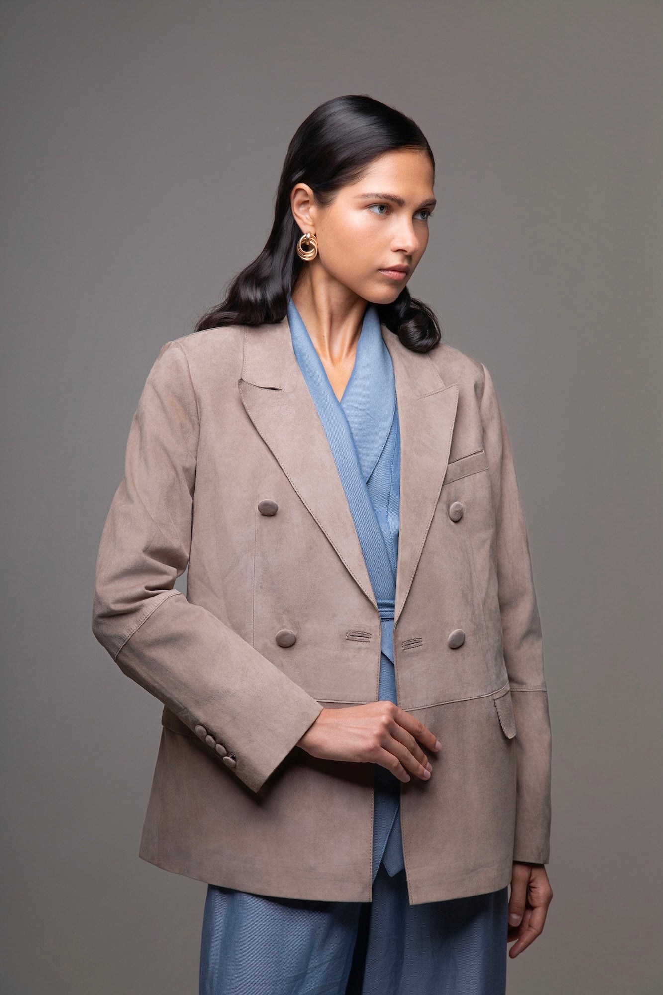 Sydney Beige Suede Blazer