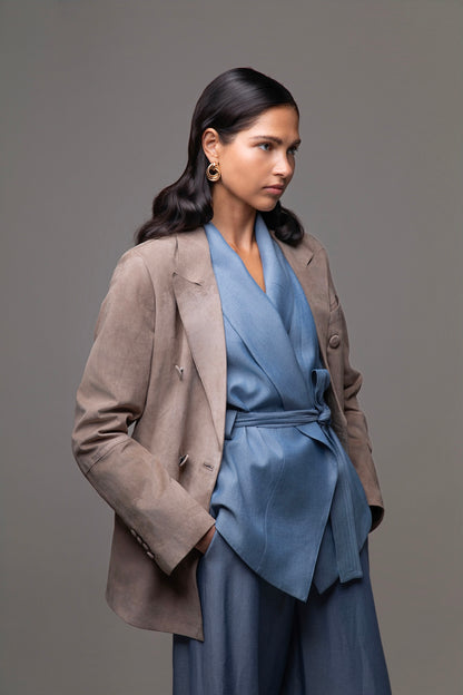 Sydney Beige Suede Blazer