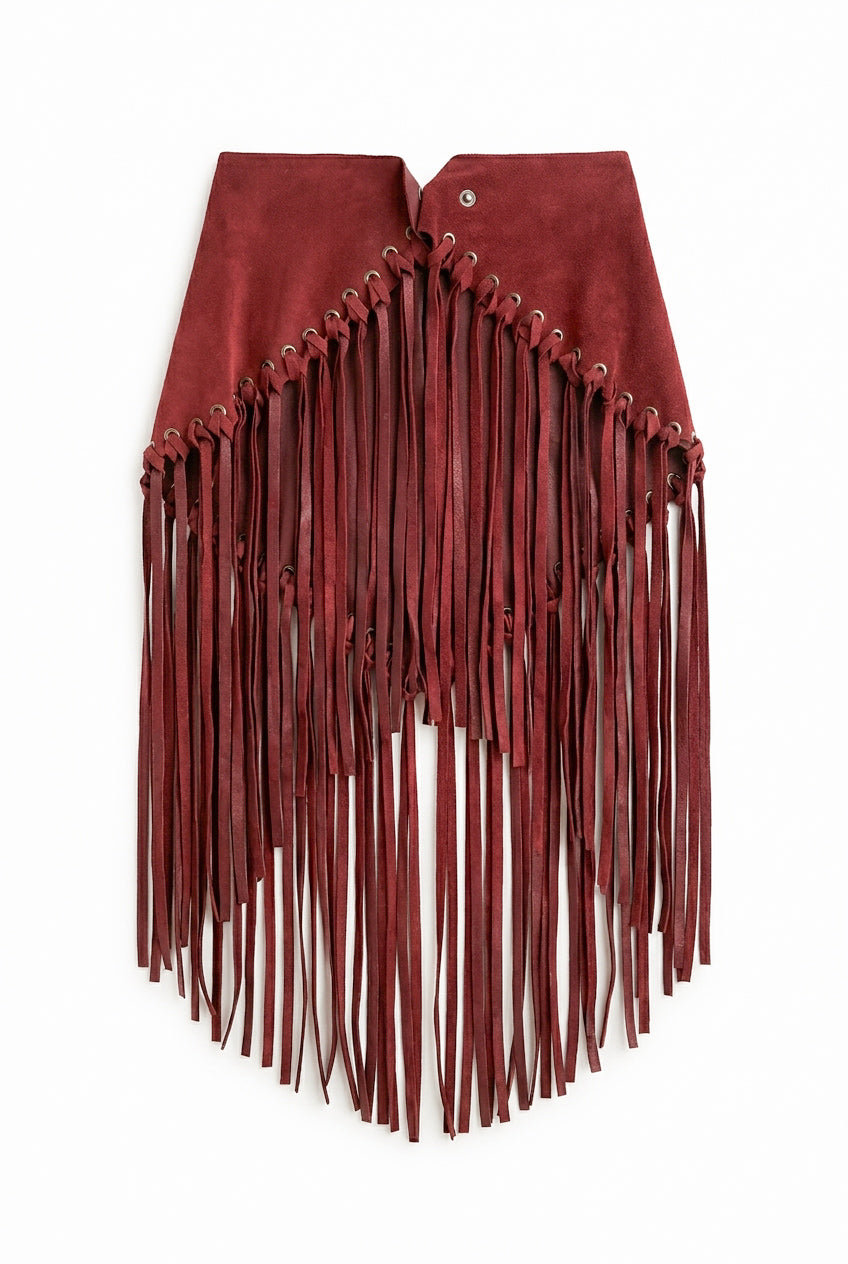 Arizona Fringed Shawl – Burgundy